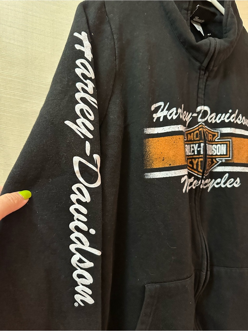 Harley Davidson Black Zip Up Sweatshirt Motorcycle Graphic Women’s Medium - Picture 5 of 8